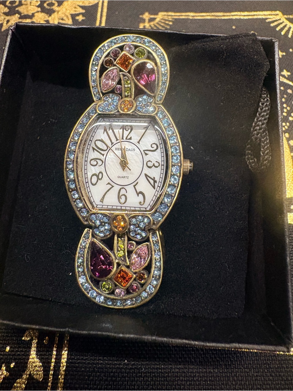 Heidi Daus Antiqued Gold-Tone Bracelet Watch